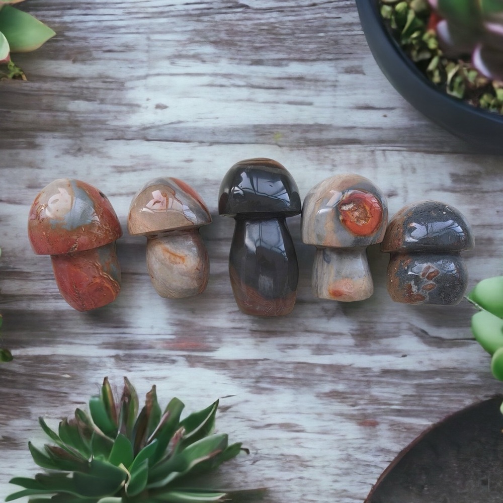 Ocean Stone Jasper Crystal Mushroom - Picture 1 of 4